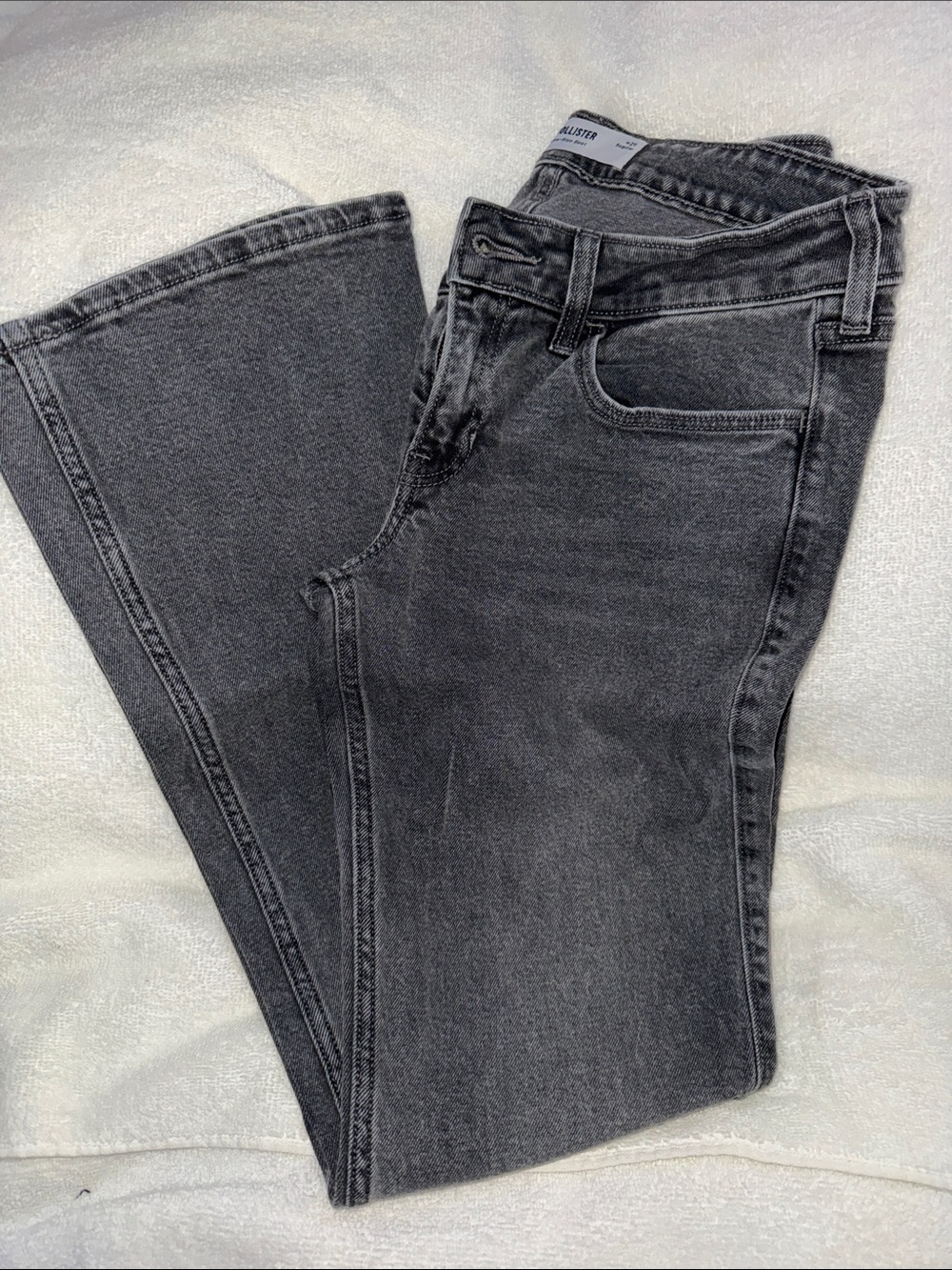 Hollister Women's Low-Rise Bootcut Jeans - Charcoal